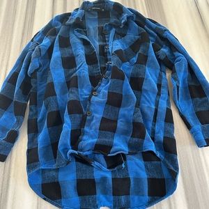 Zara Blue Plaid Flannel Shirt S New